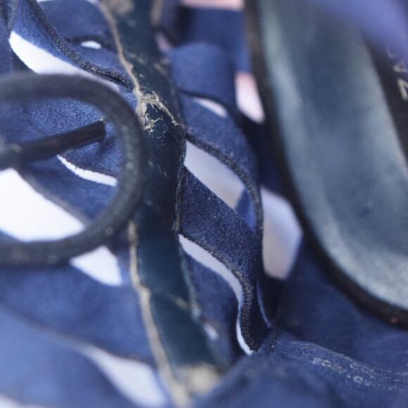 Zara High Heel Lace-up Colorblock Sandals Moody Blue & Black - Picture 7 of 7